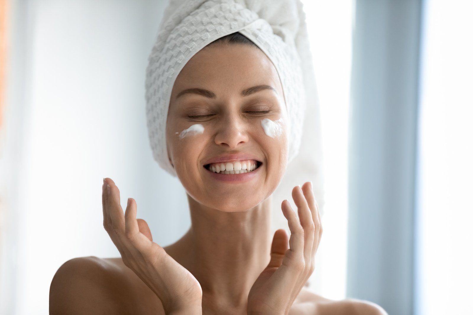 Woman enjoying a simple skincare ritual